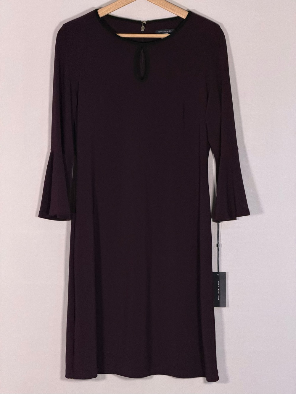Tommy Hilfiger Plum Long-Sleeve Keyhole Shift Dress